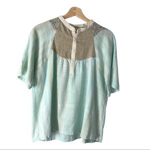 Ace & Jig Cotton Short Sleeve Mint Green Blouse Top